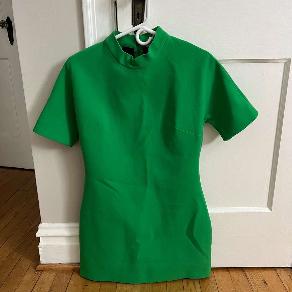 Zara green mock neck mini dress